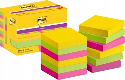Picture of 3M Post-It 622-12SS-CARN, Square, Green, Pink, Yellow, Paper, PEFC, 47.6 mm, 47.6 mm