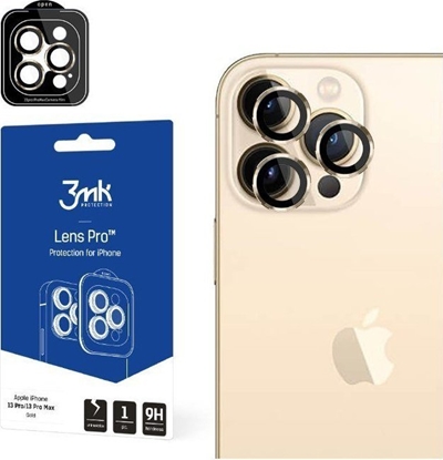 Attēls no 3MK Szko hybrydowe na obiektyw aparatu 3MK Lens Protection Pro Apple iPhone 13 Pro/13 Pro Max zoty/gold