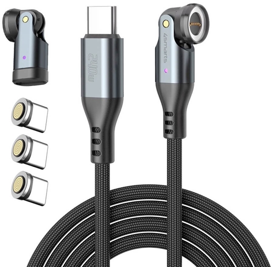 Picture of 4smarts USB-C 540° Magnetkabel-Set GravityCord 240W 1,8m