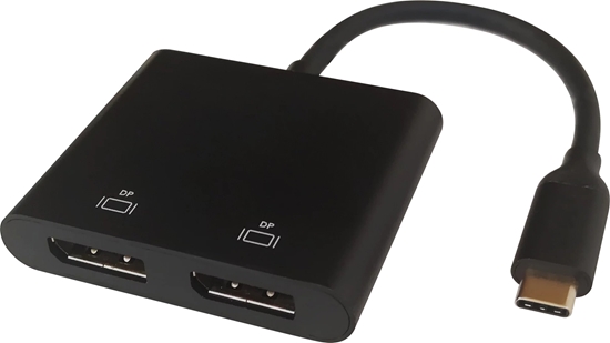 Picture of Adapter AV Deltaco USB-C MST stacja zcz USB-C 2x 4K/60Hz, DP x 2, czarny, 0,1m / USBC-2DP