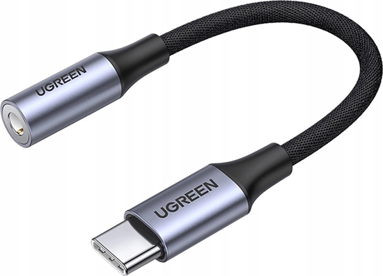 Picture of Adapter AV Ugreen Adapter Ugreen AV161 do suchawek mini jack 3,5 mm (eski) / USB-C (mski) 10 cm - szary