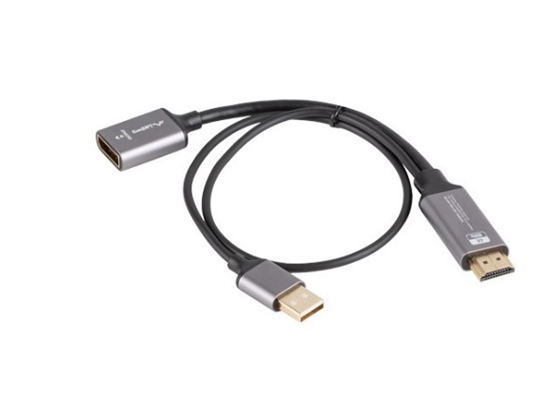Изображение Adapter HDMI(M)-Displayport(F)4K na kablu 20cm srebrny