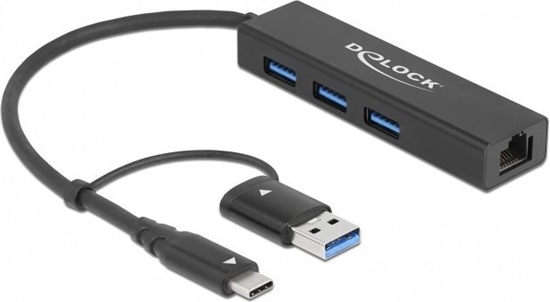 Picture of Delock 3 Port USB 3.2 Gen 1 Hub + Gigabit LAN with USB Type-C™ or USB Type-A connector