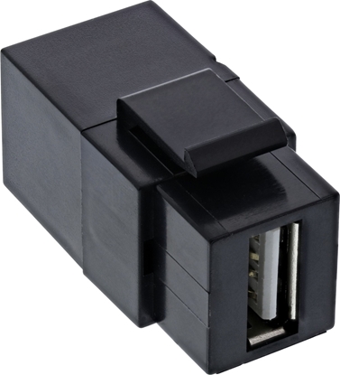 Picture of Adapter USB InLine InLine® USB 2.0 Snap-In module, USB-A F/F, angled, black housing