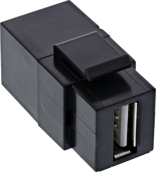 Picture of Adapter USB InLine InLine® USB 2.0 Snap-In module, USB-A F/F, angled, black housing