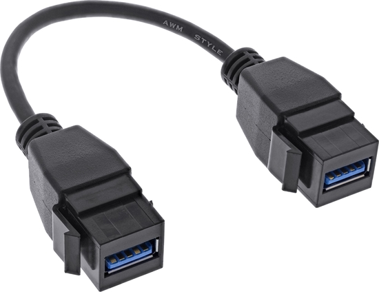 Picture of Adapter USB InLine InLine® USB 3.2 Gen1 2x keystone adapter cable, 2x USB A keystone socket, 0.2m