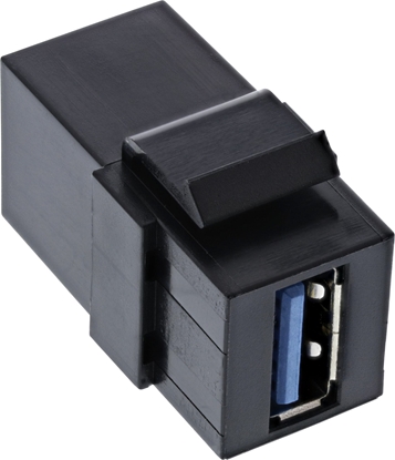 Picture of Adapter USB InLine InLine® USB 3.2 Snap-In module, USB-A F/F, 90° angled, black housing