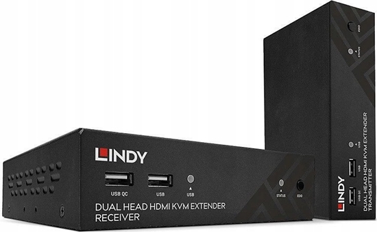 Picture of Lindy 100m HDBaseT Cat.6 Dual Head HDMI, USB, IR & RS-232 KVM Extender