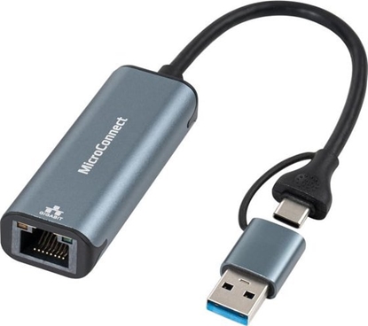 Изображение Adapter USB MicroConnect Microconnect MC-USBACNET1G zmieniacz pci / kabli USB C RJ-45 Czarny