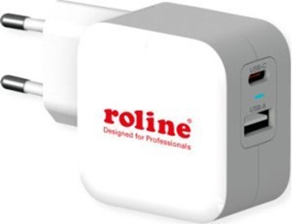 Attēls no Roline USB Wall Charger Euro Plug, 2 Ports, 1x QC3.0 A + 1x C (PD), 38W