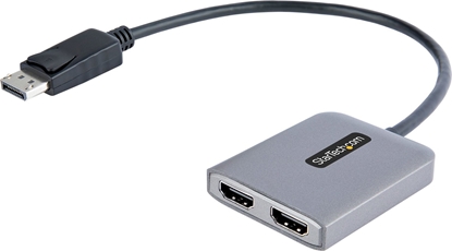Attēls no Adapter USB StarTech StarTech.com MST14DP122HD adapter kablowy 0,3 m DisplayPort 2 x HDMI Czarny, Szary