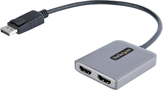 Изображение Adapter USB StarTech StarTech.com MST14DP122HD adapter kablowy 0,3 m DisplayPort 2 x HDMI Czarny, Szary