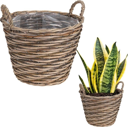 Attēls no Affek Design Doniczka osonka wiklinowa kosz koszyk z uchwytami na kwiaty roliny 27x27 cm