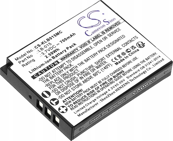 Picture of Akumulator Cameron Sino Akumulator Bateria typu LB-015 LB015 do Aparatu KODAK WPZ2 WP Z2 / CS-KLB015MC