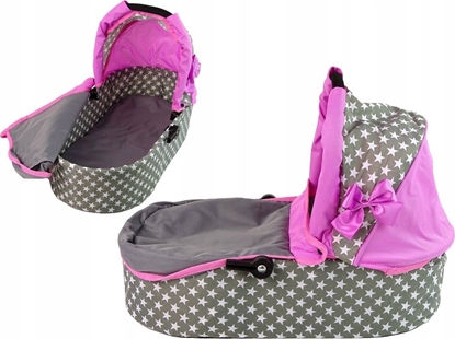 Picture of Alice Wózek Dla Lalek Spacerówka 2 w 1 Gondola Torba Róowy Gwiazdki