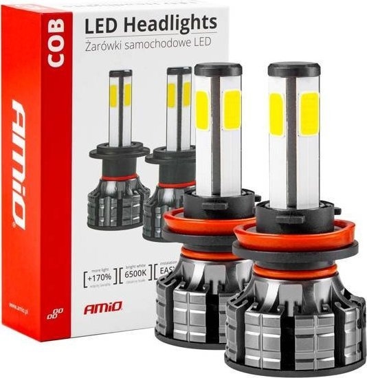 Picture of AMiO arówki samochodowe led cob 4side amio h8/h9/h11