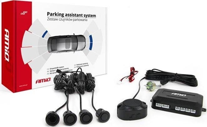 Attēls no AMiO Zestaw czujników parkowania cofania Buzzer 4 sensory czarne "GOLD" 18mm