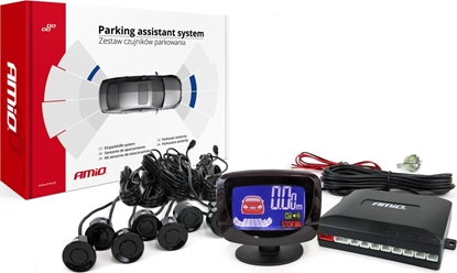Picture of AMiO Zestaw czujników parkowania cofania led-graf 8 sensorów czarne