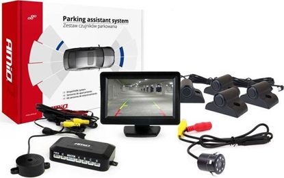 Attēls no AMiO Zestaw czujników parkowania tft01 4,3" z kamer hd-307-ir 4 sensory czarne truck