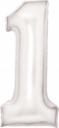 Изображение AMSCAN Balon foliowy cyfra 1 satynowa biaa 86cm 9917293