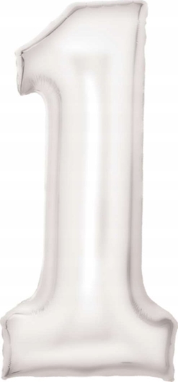 Изображение AMSCAN Balon foliowy cyfra 1 satynowa biaa 86cm 9917293