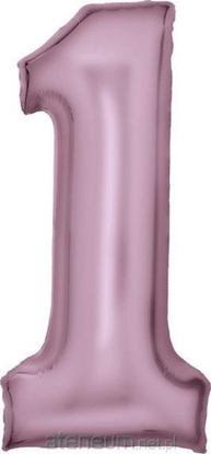 Изображение AMSCAN Balon foliowy cyfra 1 satynowy pastelowy ró 86cm spakowany 9917323