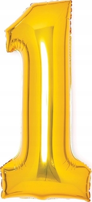 Изображение AMSCAN Balon foliowy cyfra 1 zota 35x66cm 9913206