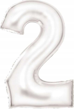 Изображение AMSCAN Balon foliowy cyfra 2 satynowa biaa 86cm 9917294
