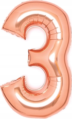 Изображение AMSCAN Balon foliowy cyfra 3 róowe zoto 50x66cm 9913218