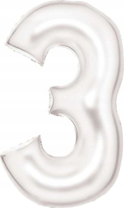 Изображение AMSCAN Balon foliowy cyfra 3 satynowa biaa 86cm 9917295