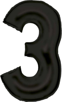 Изображение AMSCAN Balon foliowy cyfra 3 satynowa czarna 86cm N34 spakowany 9917305