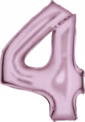 Изображение AMSCAN Balon foliowy cyfra 4 satynowy pastelowy ró 86cm spakowany 9917326