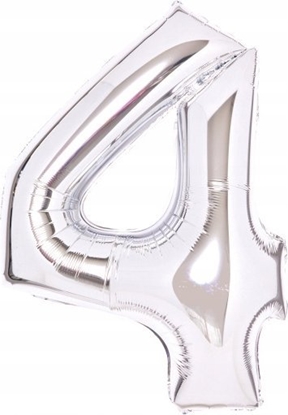 Изображение AMSCAN Balon foliowy cyfra 4 srebrna 51x66cm 9913229