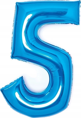 Изображение AMSCAN Balon foliowy cyfra 5 niebieska 52x66cm 9914055