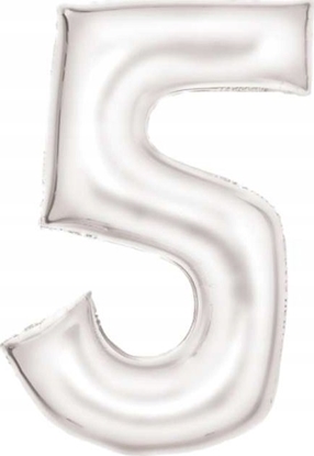 Изображение AMSCAN Balon foliowy cyfra 5 satynowa biaa 86cm 9917297