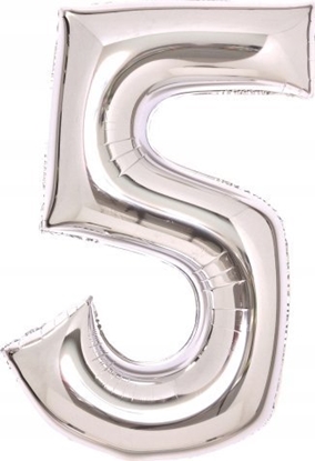Attēls no AMSCAN Balon foliowy cyfra 5 srebrna 52x66cm 9913230