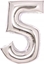 Изображение AMSCAN Balon foliowy cyfra 5 srebrna 52x66cm 9913230