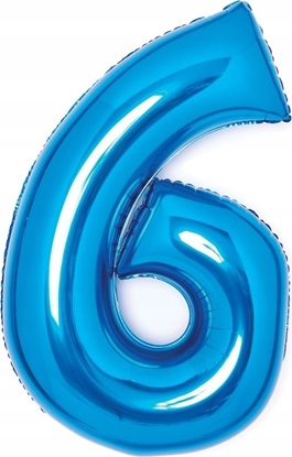 Attēls no AMSCAN Balon foliowy cyfra 6 niebieska 46x66cm 9914056