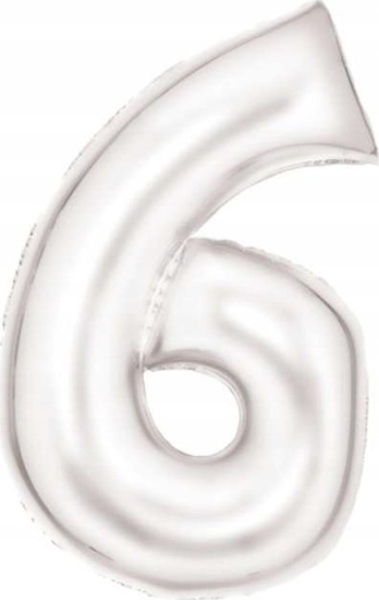 Изображение AMSCAN Balon foliowy cyfra 6 satynowa biaa 86cm 9917298