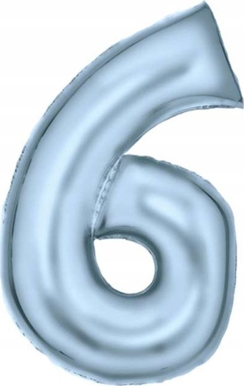 Изображение AMSCAN Balon foliowy cyfra 6 satynowy pastelowy niebieski 86cm spakowany 9917338
