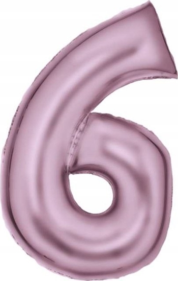 Изображение AMSCAN Balon foliowy cyfra 6 satynowy pastelowy ró 86cm spakowany 9917328