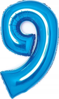 Attēls no AMSCAN Balon foliowy cyfra 9 niebieska 47x66cm 9914059