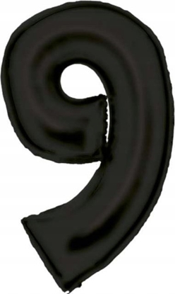 Изображение AMSCAN Balon foliowy cyfra 9 satynowy czarna 86cm N34 spakowany 9917311