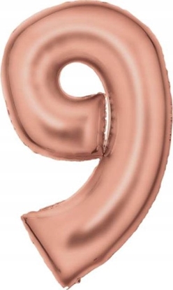 Изображение AMSCAN Balon foliowy cyfra 9 satynowy róowe zoto 86cm 9917321