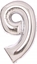 Изображение AMSCAN Balon foliowy cyfra 9 srebrna 47x66cm