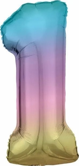 Изображение AMSCAN Balon foliowy dua cyfra 1 Tcza Pastel 38x86cm N34 spakowany 9909699