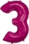 Изображение AMSCAN Balon foliowy dua cyfra 3 róowy 58x86cm 9907281