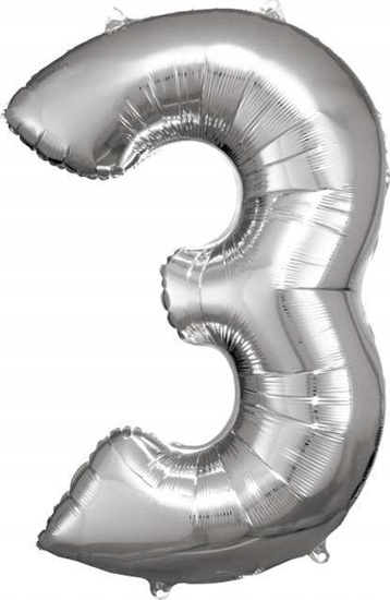 Picture of AMSCAN Balon foliowy Dua cyfra 3 srebrna 58x86cm N34 spakowany 9906288