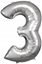 Picture of AMSCAN Balon foliowy Dua cyfra 3 srebrna 58x86cm N34 spakowany 9906288
