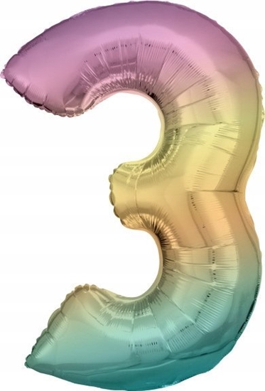 Изображение AMSCAN Balon foliowy dua cyfra 3 Tcza Pastel 58x86cm N34 spakowany 9909701